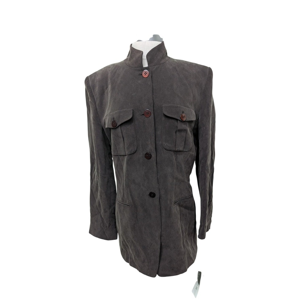 CHAUS Women's 100% Silk Jacket With Shoulder Pads Size 8 NWT‎